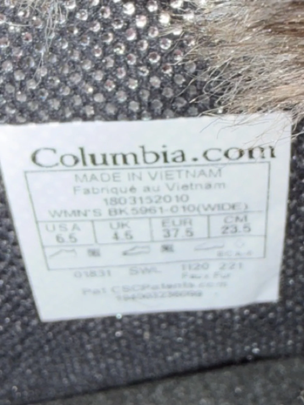 Columbia Omni grip Faux Fur Trim Black Winter Lace-Up Boots size 6.5